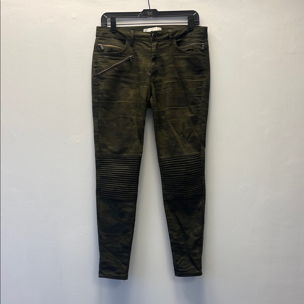 Zara Olive Camo Skinny Moto Jeans